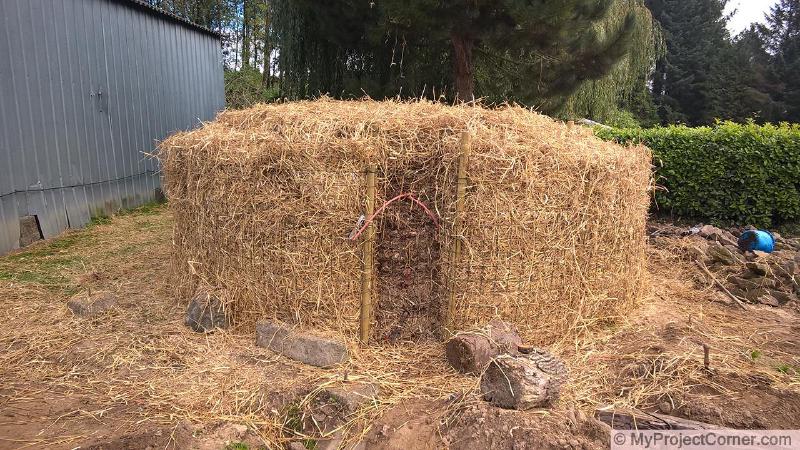 Système de chauffage au compost de biomasse fini