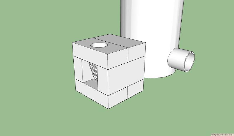 Modelo SketchUp del diseño de la caja de fuego de la estufa cohete