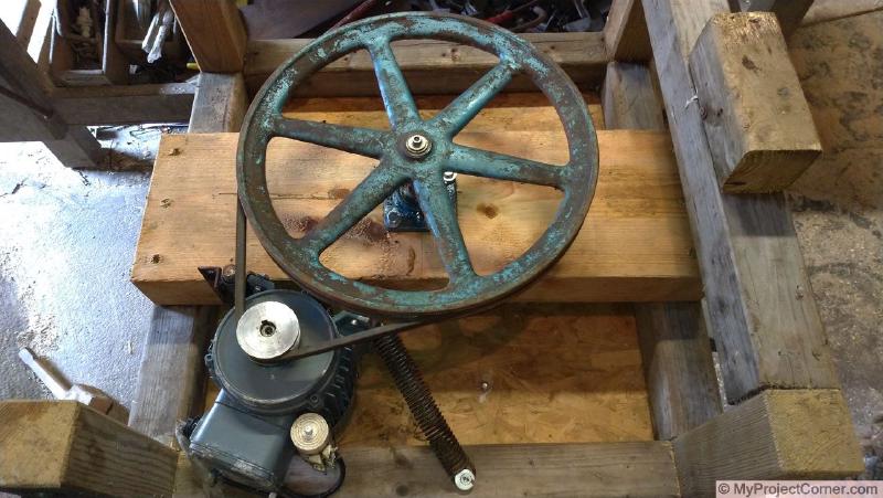 motor and pulley assembly for homemade chicken plucker